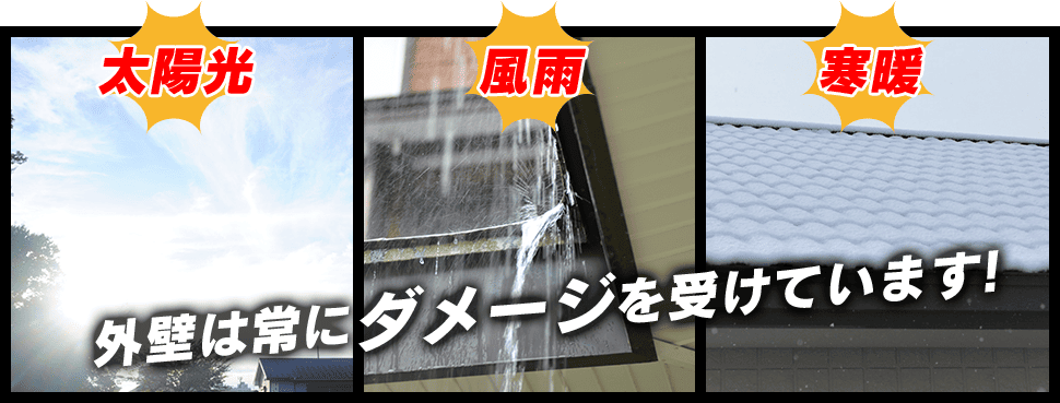 外壁は常にダメージを受けています！